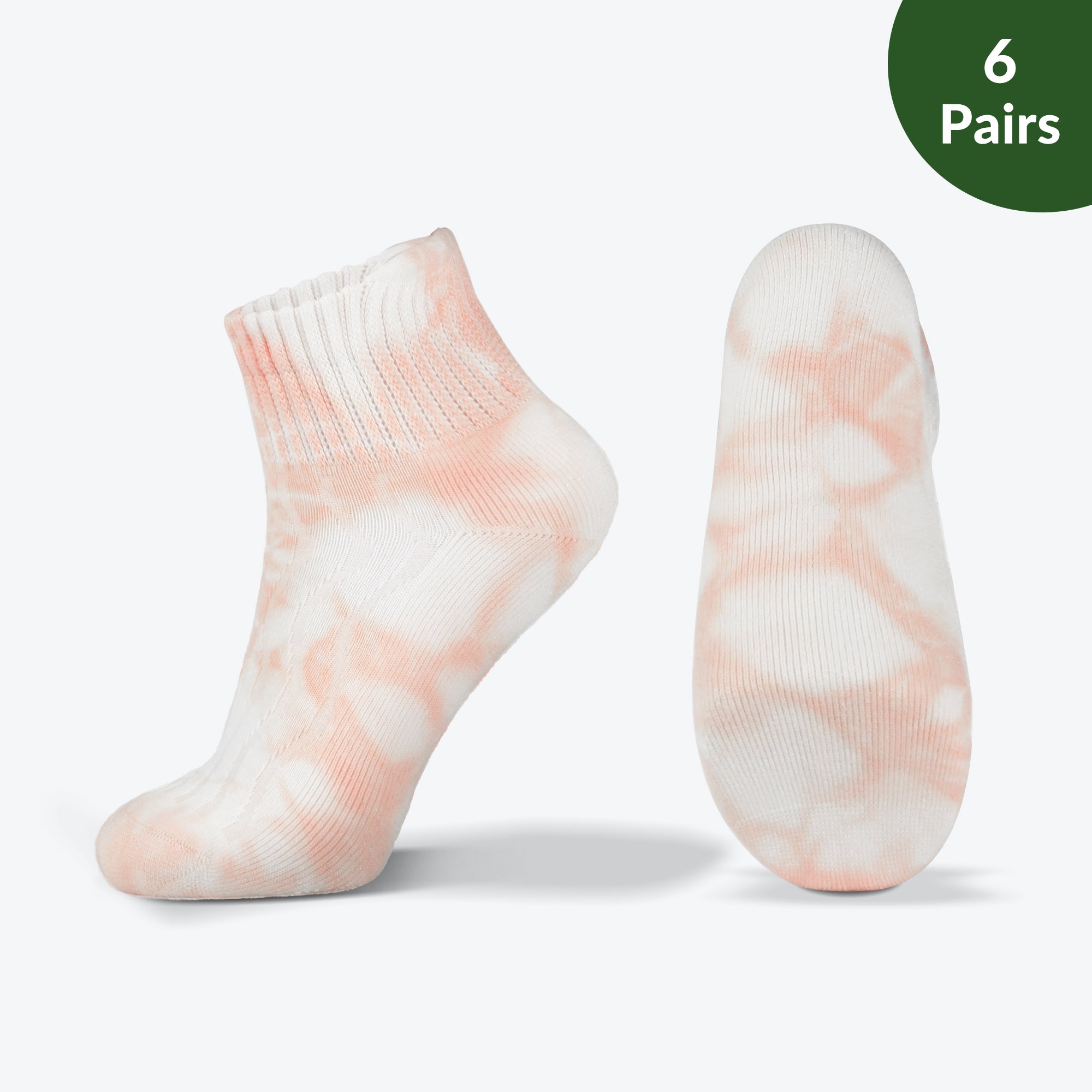 Tie-dye Wide non-binding Bamboo diabetic socks, seamless toe, air vent with cushion sole, 6 pairs